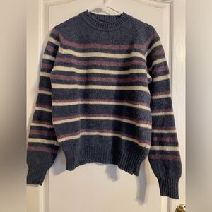 Carl Micheals 100%‎ Shetland Wool Striped Long Sleeve Sweater Size Large Warm